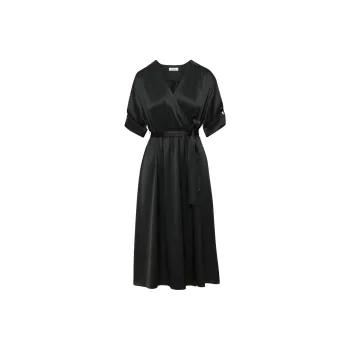 ARITZIA Babaton Armoire Satin Dress Short-Sleeved Dresses Women's Black