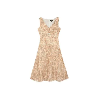 THEORY Sleeveless Dresses Women's Red Mixed Color N05