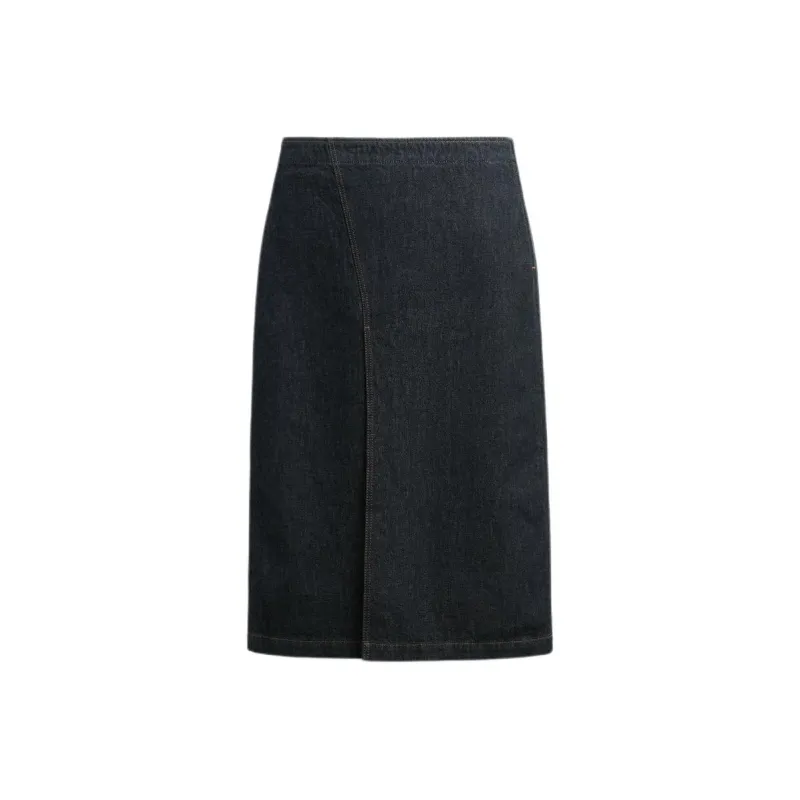 ZARA Denim Long Skirts Women's Black-0