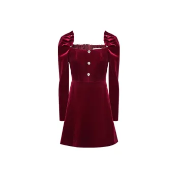 TAMMY TANGS A Line Skirt Dress Burgundy