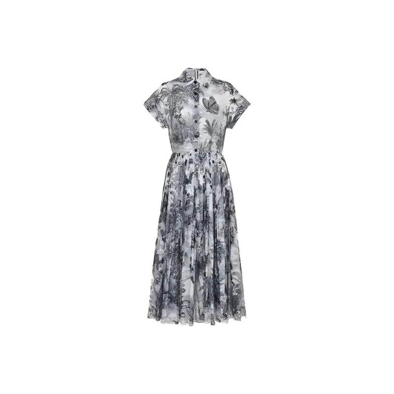 DIOR Quarterly New Products Short-Sleeved Dresses Women's White-0