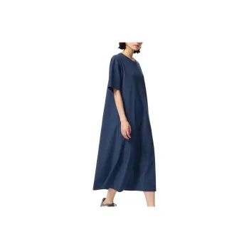 UNIQLO AIRism Mesh Series Short Sleeved Dress Women's Navy Blue