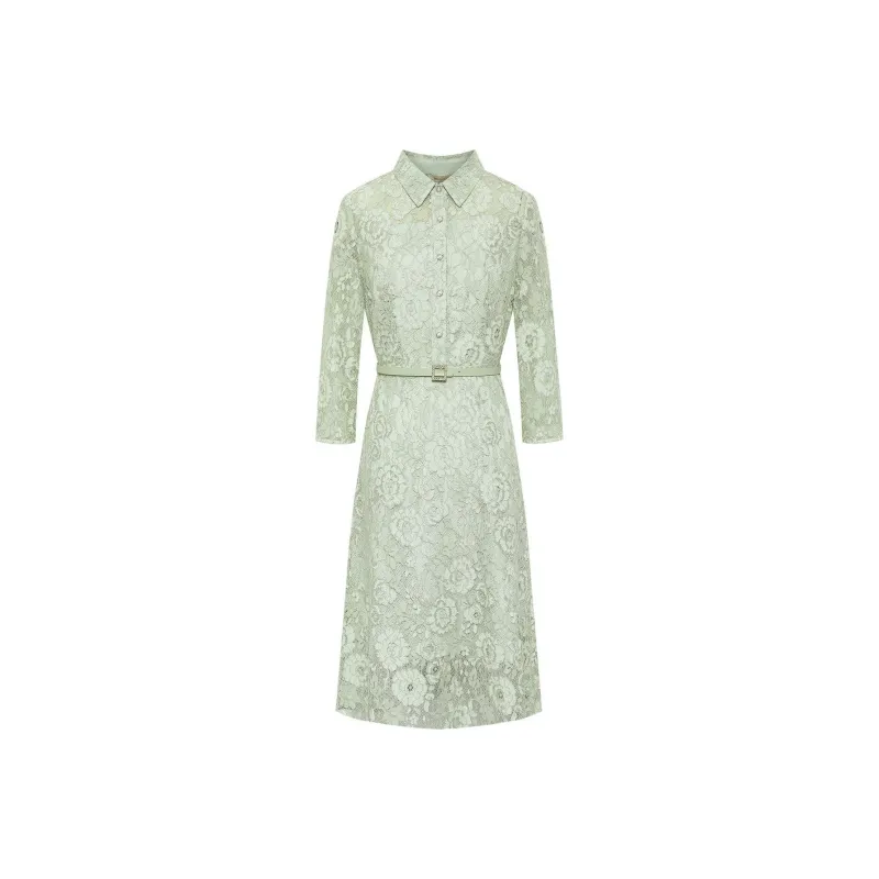 BBLLUUEE Long Sleeved Dress Women's Avocado Green-0