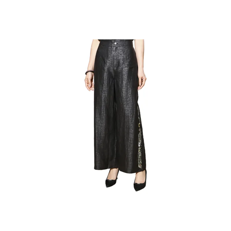 Yi Mengyuan Silk Casual Pants Women's Black-0