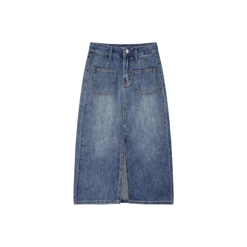 ZAZN Denim Long Skirts Women's Vintage Blue-0