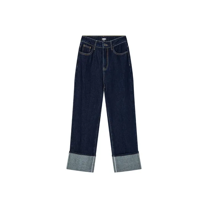DKNY FW22 Straight Jeans Women's Dark Denim Blue-0