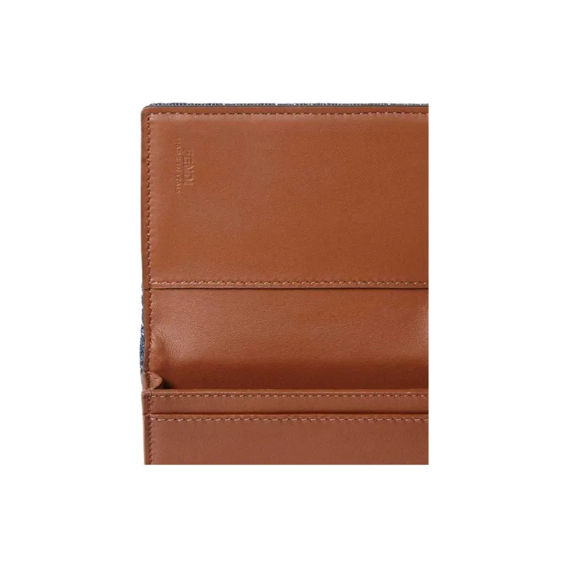 FENDI FF Denim With Leather Card Holder Unisex Blue-3