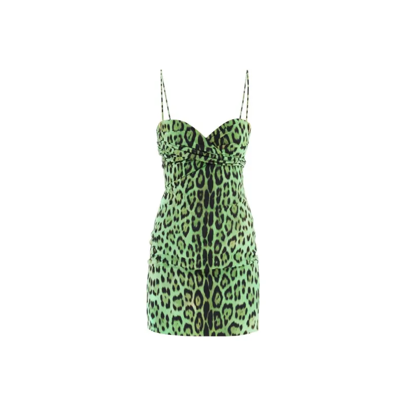 Roberto Cavalli Jaguar Print Sleeveless Minidress-0