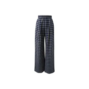 3COLOUR Casual Pants Women's Deep Sea Blue Plaid