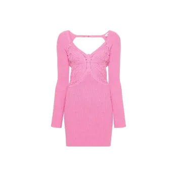 Blumarine Butterfly-embroidered Knitted Minidress