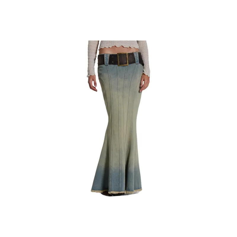 Jaded London Denim Long Skirt Women's Blue-0