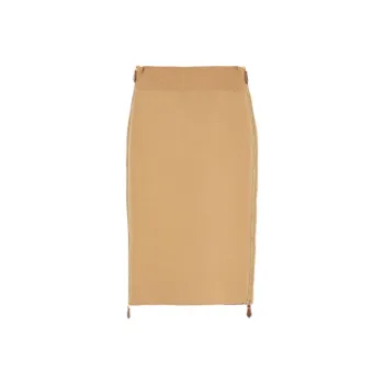 Burberry Leather Long Skirts Women's Camel