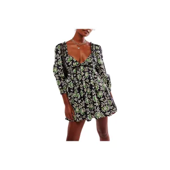 FREE PEOPLE Sacha Mini Dress Long-Sleeved Dresses Women's Black Combo/Black Combo