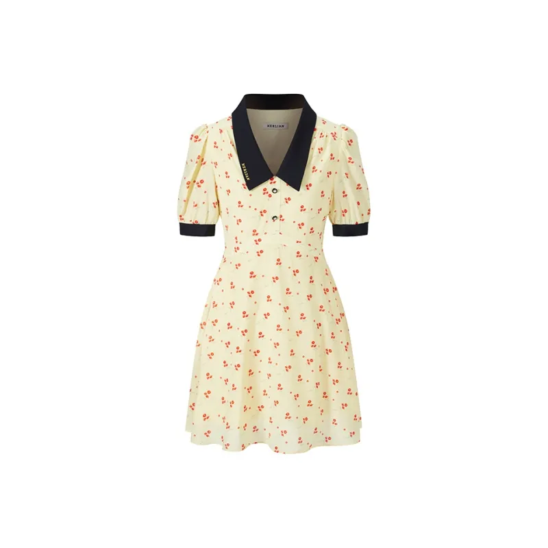 HERLIAN Short Sleeved Dress Women's Yellow-0