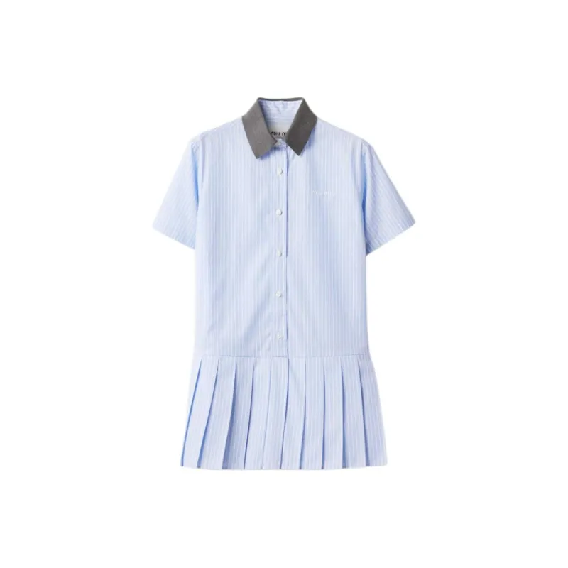 MIU MIU Striped Pleated Dress-0