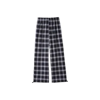 Cotton Casual Pants Unisex Black White