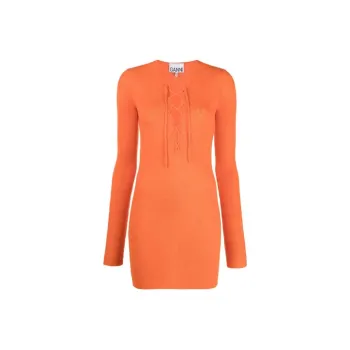 GANNI Long-Sleeved Dresses Women's Orange