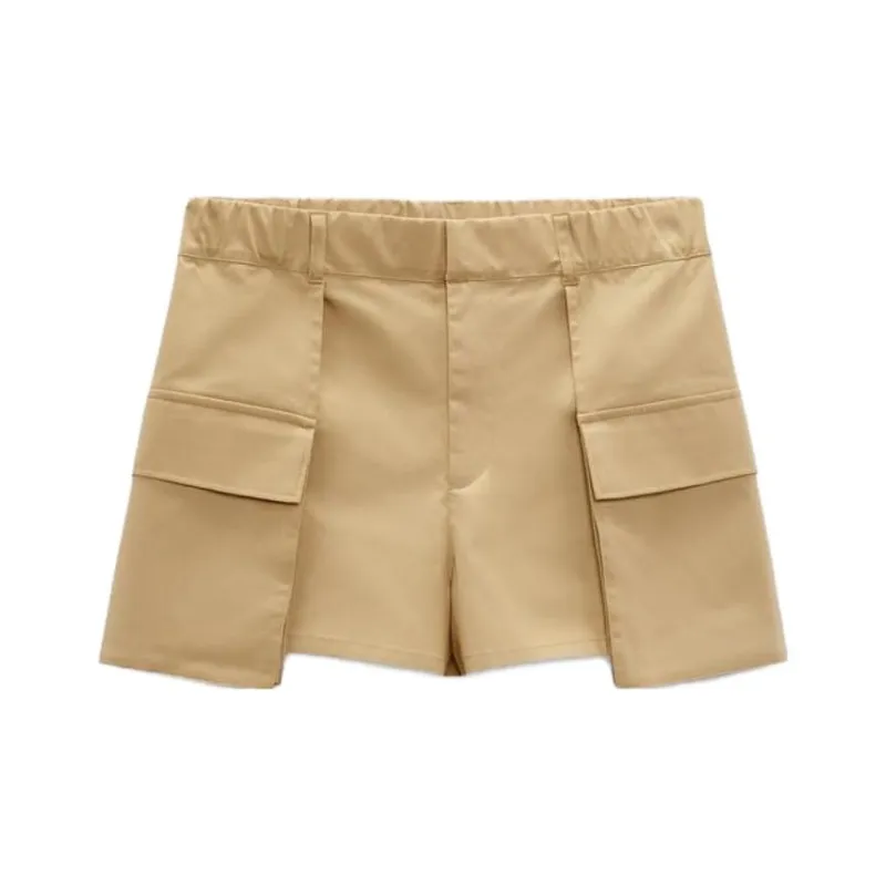 ZARA Casual Shorts Women's Light Camel-0