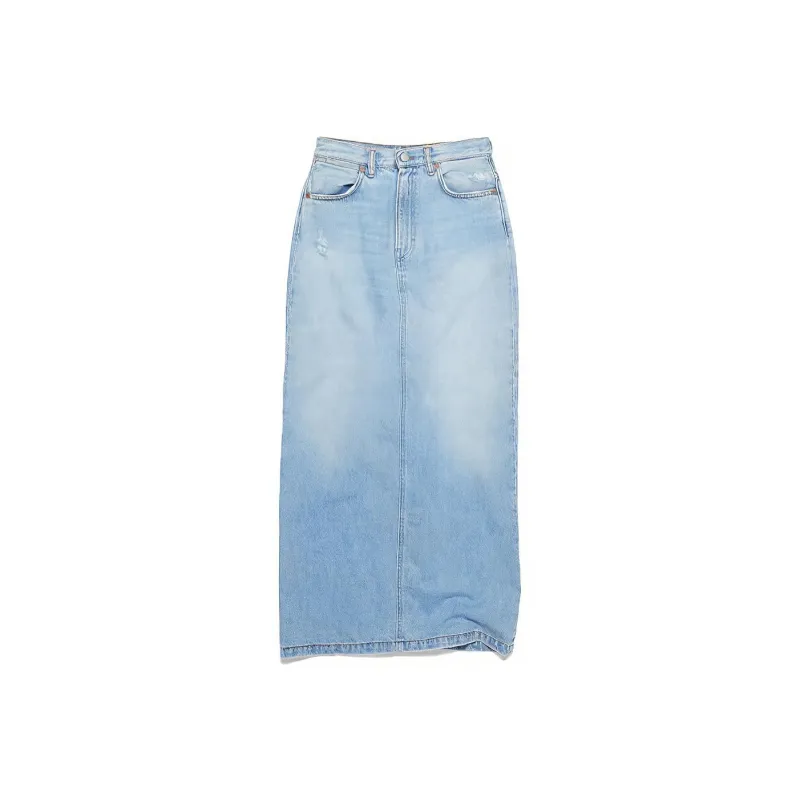 Acne Studios Denim Long Skirts Women's Light Blue-0