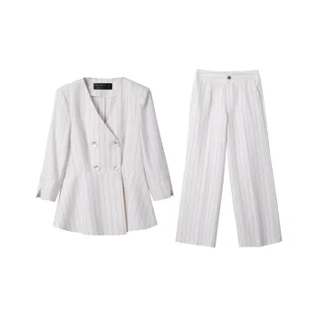 DonnaZilan Business Suits Women's Black White Stripes