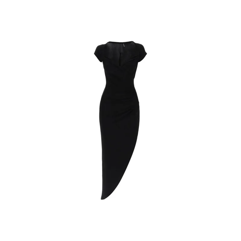NORMA KAMALI Cap sleeves Asymmetric Dress-0