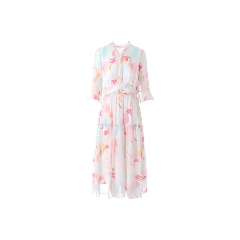 Yi Mengyuan Long Sleeved Dresses Women's Rose Red-0