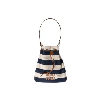 MIU MIU Cotton One Shoulder Handbag Women's Blue
