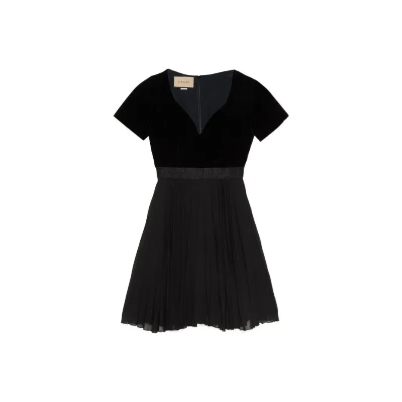 GUCCI Logo Pleated Minidress-0