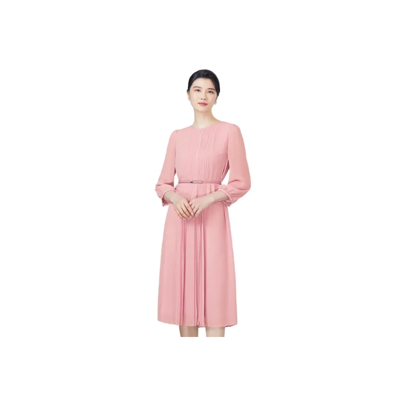 BBLLUUEE Long Sleeved Dress Women's Rose Pink-0