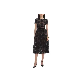 Self portrait Short Sleeved Dress Women's Classic Black