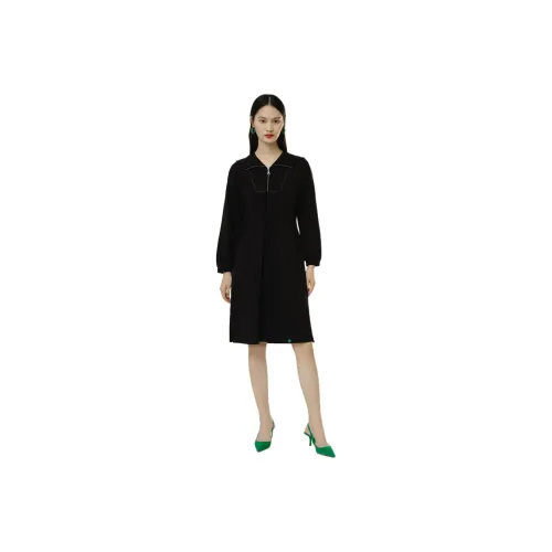 JZ. ANNAKRO Long Sleeved Dresses Women's Plain Black