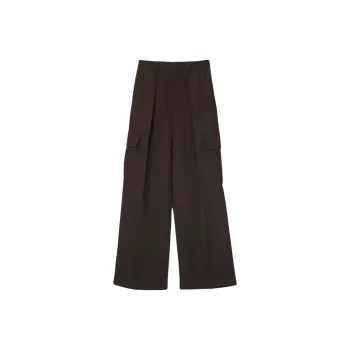 Burberry High Waisted Cargo Wide Leg Trousers 'Brown/Black'