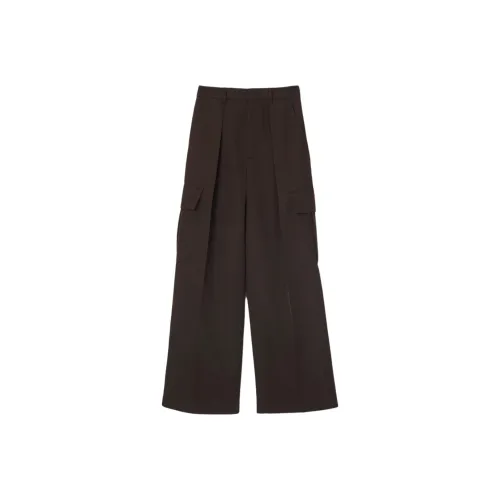 Burberry High Waisted Cargo Wide Leg Trousers 'Brown/Black'