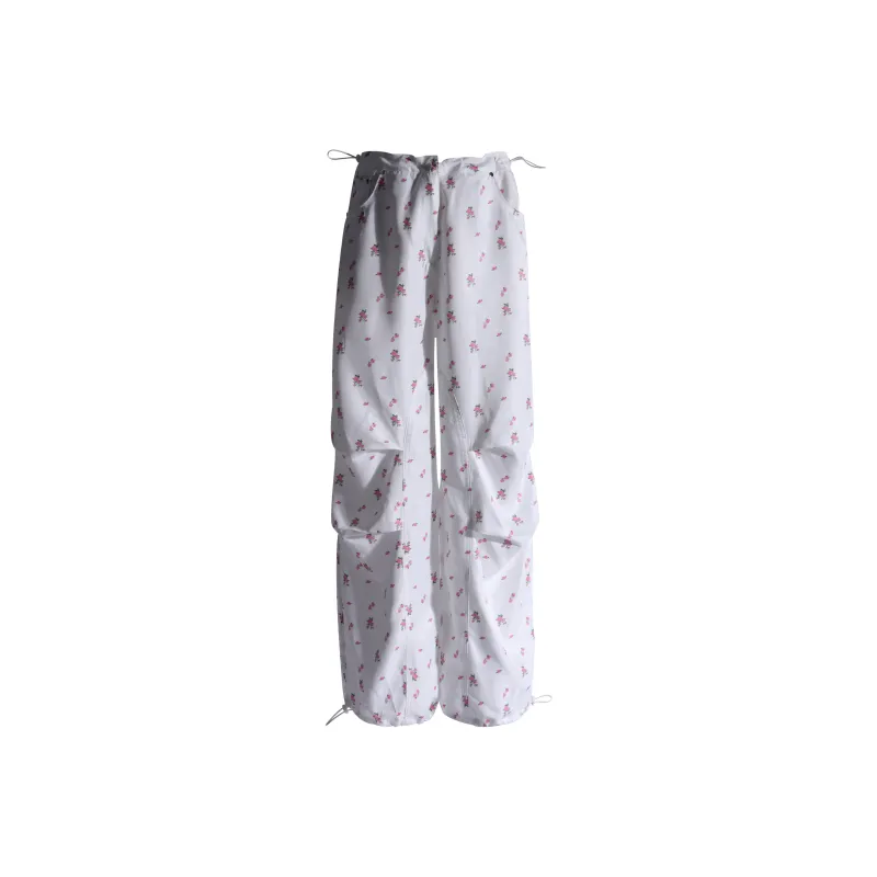 Wen Shan Casual Pants Women's White Small Floral Pattern-0