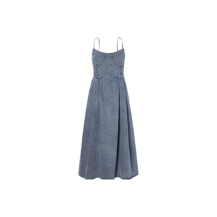 I'M ONE Slip Dresses Women's Vintage Denim Blue-0