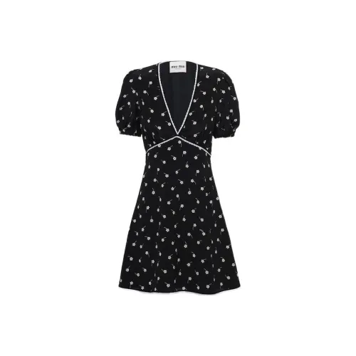 MIU MIU Short-Sleeved Raffiaes Women's Black