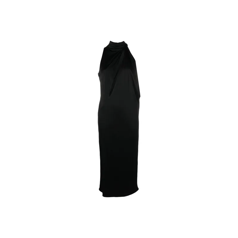 VERSACE Slashed Halterneck Sleeveless Midi Dress-0