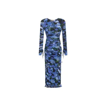 DVF Diane Von Furstenberg SS24 Long-Sleeved Dresses Women's Blue White