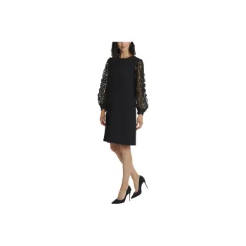 Paule Ka Embroidered Tulle sleeve Midi Dress
