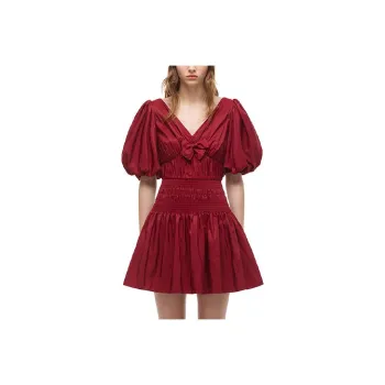 Self portrait FW21 Short Sleeved Dress Women's Dark Burgundy