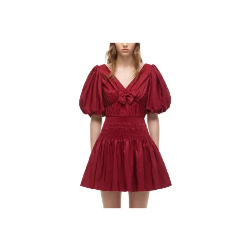 Self portrait FW21 Short Sleeved Dress Women's Dark Burgundy