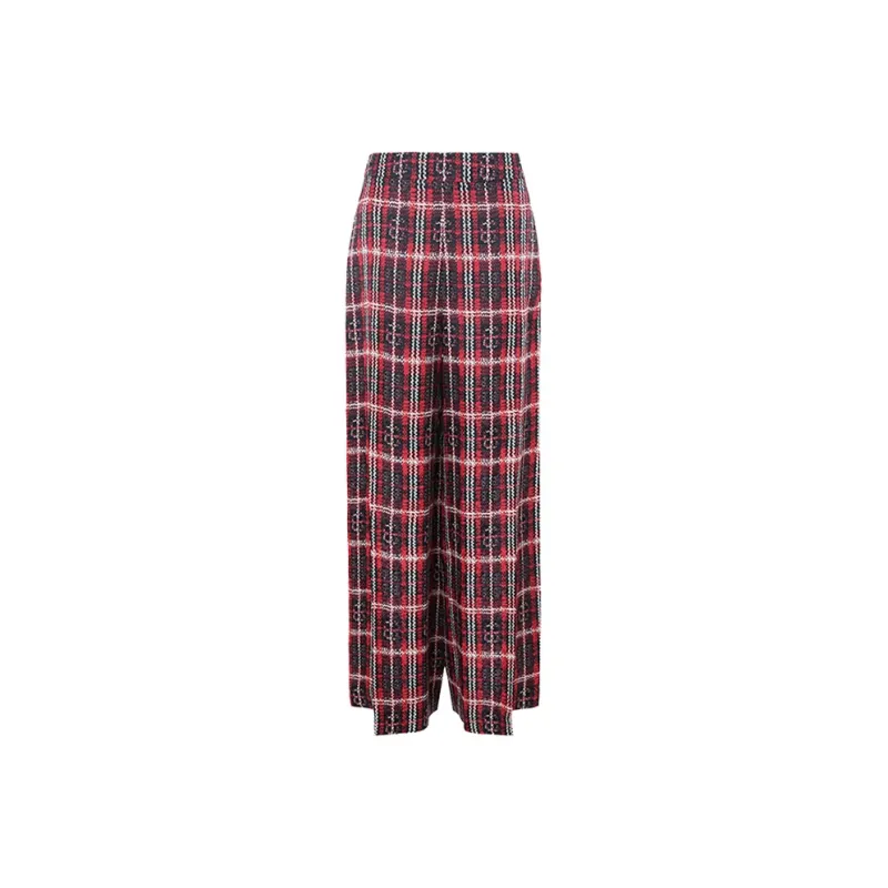 BESIONIA SS25 Casual Pants Women's Red Plaid Pattern-0