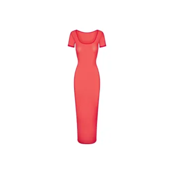 Khy SS24 DROP 008 Mesh Scoop Neck Maxi Dress Short-Sleeved Dresses Women's Cherry Pink