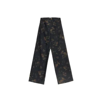 FIRELADY FUR Casual Pants Women's Vintage Print Black