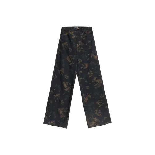 FIRELADY FUR Casual Pants Women's Vintage Print Black