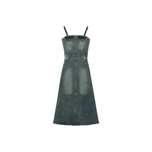 / Slip Dresses Women's Blue Extended Length