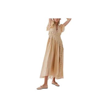 FREE PEOPLE Bali Keely Maxi Dress Short-Sleeved Dresses Women's Soybean/Bean Color