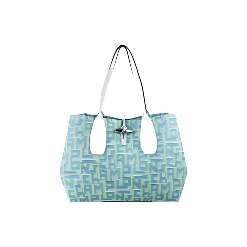 LONGCHAMP Canvas Tote Bag Shopping Bag Handbag Extra Large Women's Blue-1