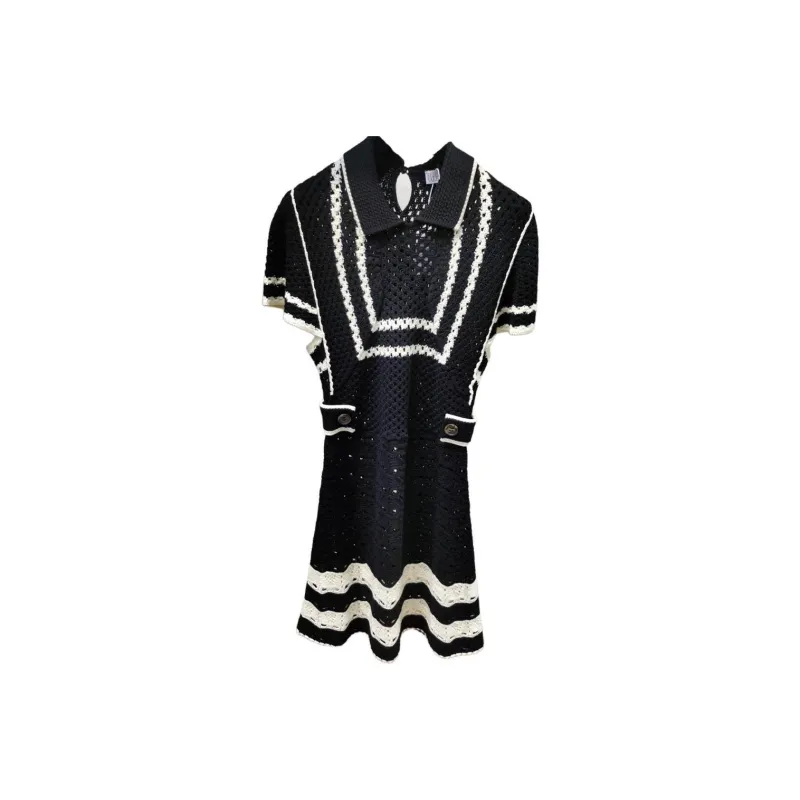 RED VALENTINO Short Sleeved Dress Women's Black-0