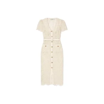 Self portrait Short Sleeved Dresses Women's Ivory White